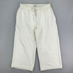 VINCE Wide Leg Sweatpants‎ Womens L High Rise Cream Cotton Normcore Lounge